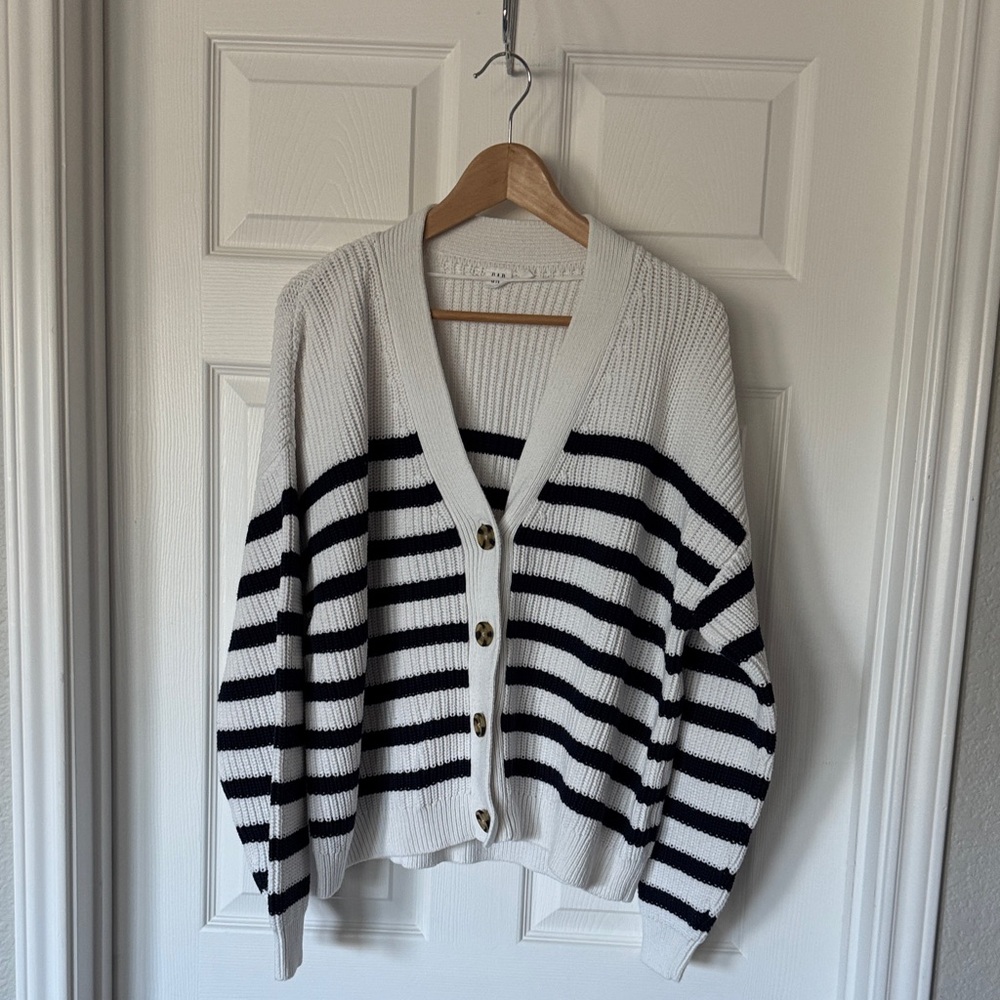 GAP Black and White Striped Cardigan